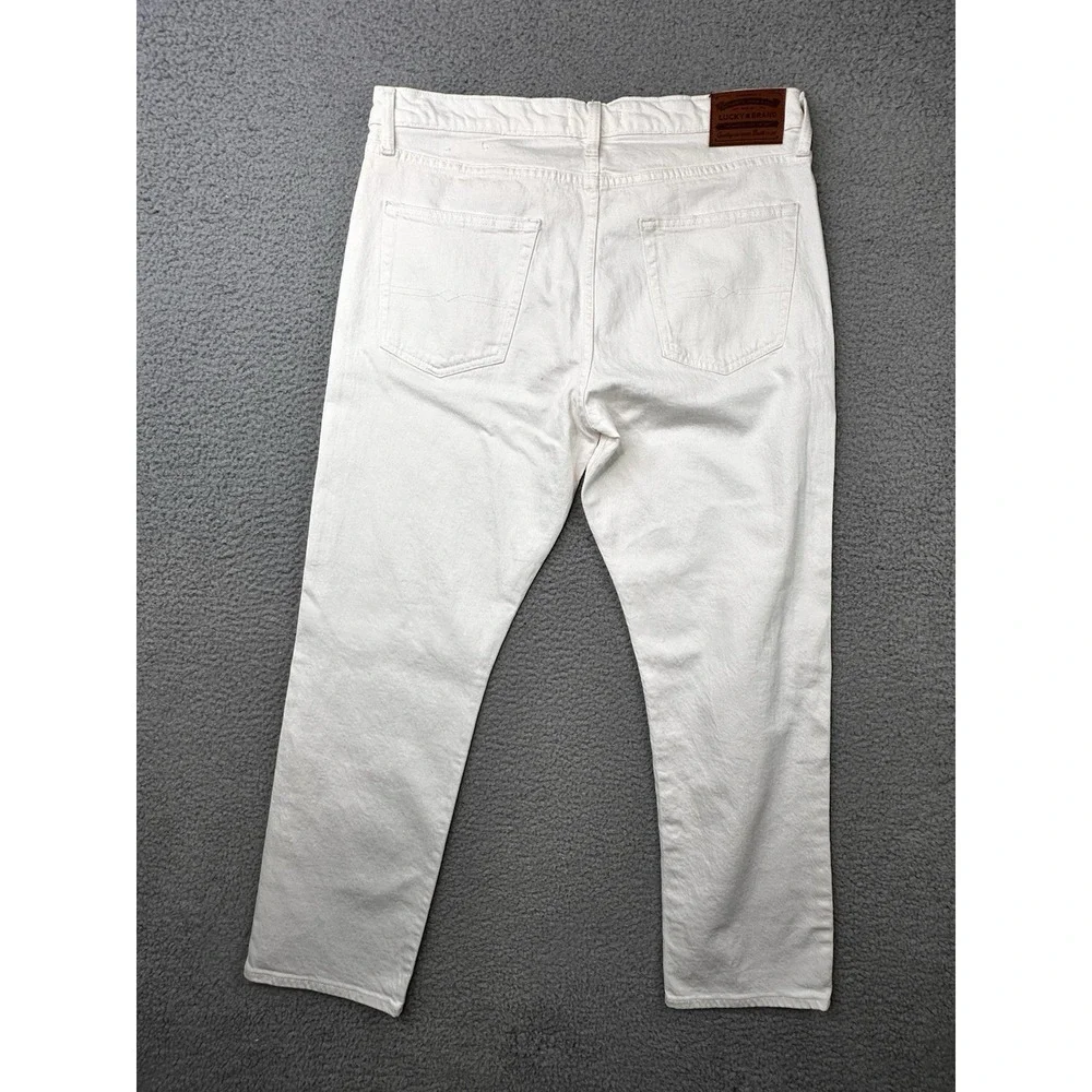 Lucky Brand 223 Straight Jeans Mens 34x30 White Denim NWT